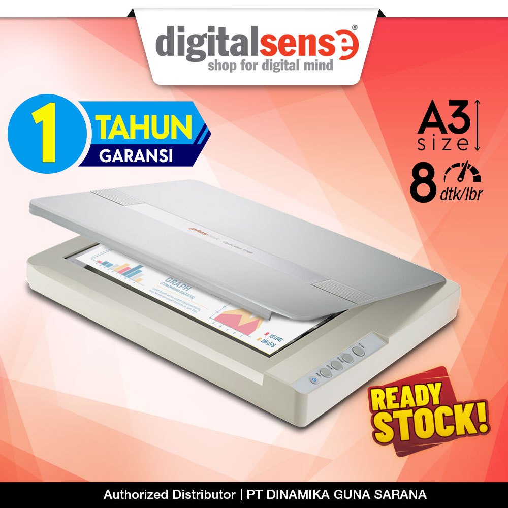 Scanner Plustek OpticSlim 1180 - 8 dtk/lbr (A3) - Distributor Resmi (Scanner Flatbed A3)