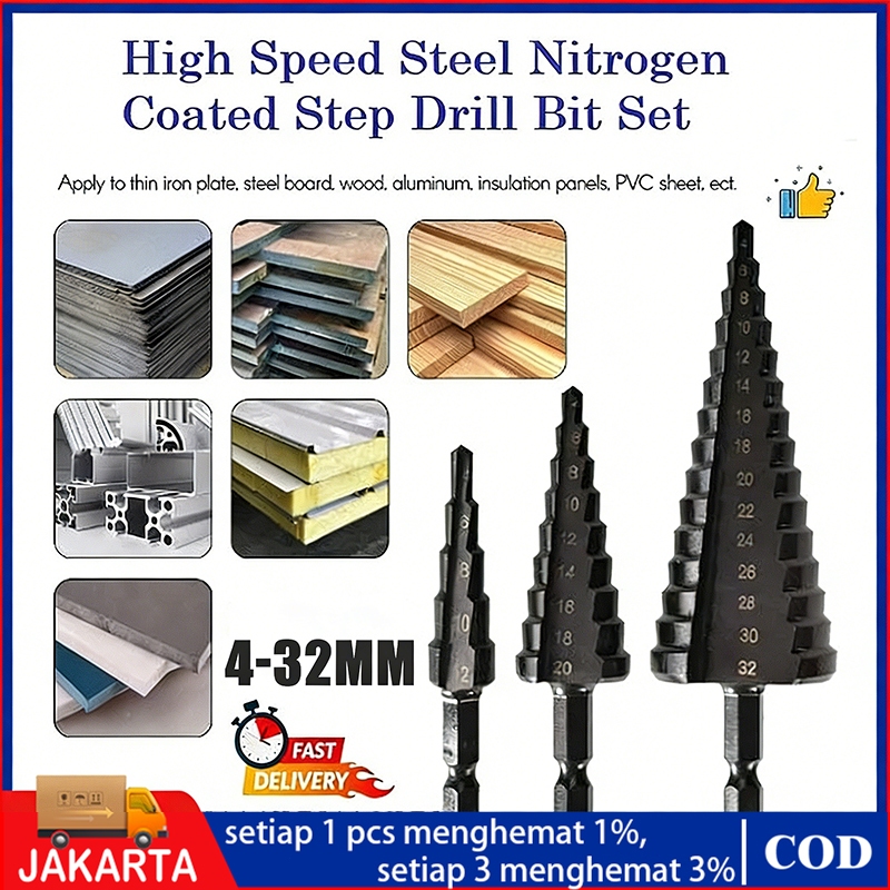 Mata Bor Pagoda 4-32MM Mata Bor Untuk Baja Keras Pagoda Titanium Mata Bor Besi Baja Black Titanium