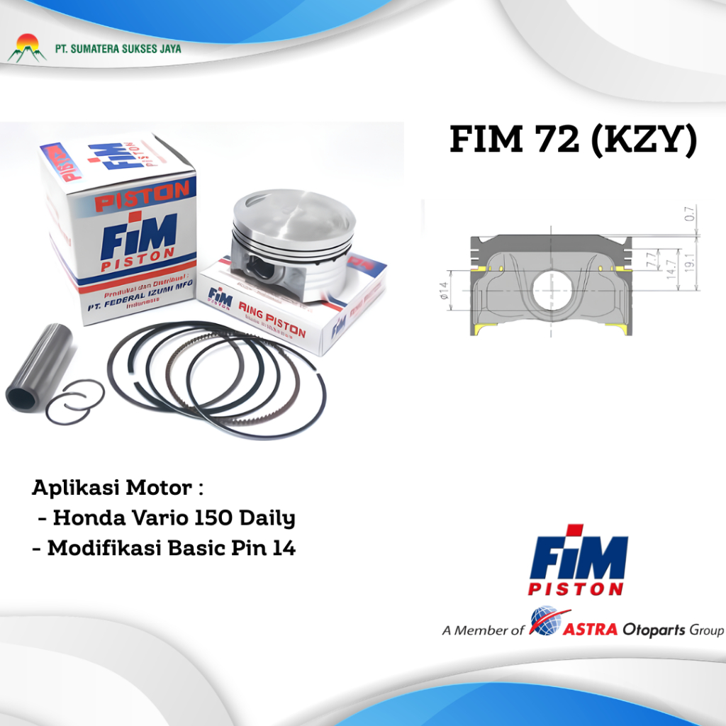 PISTON FIM 72 Honda Vario 150 (K59) PAKET PISTON SET PISTON MOTOR