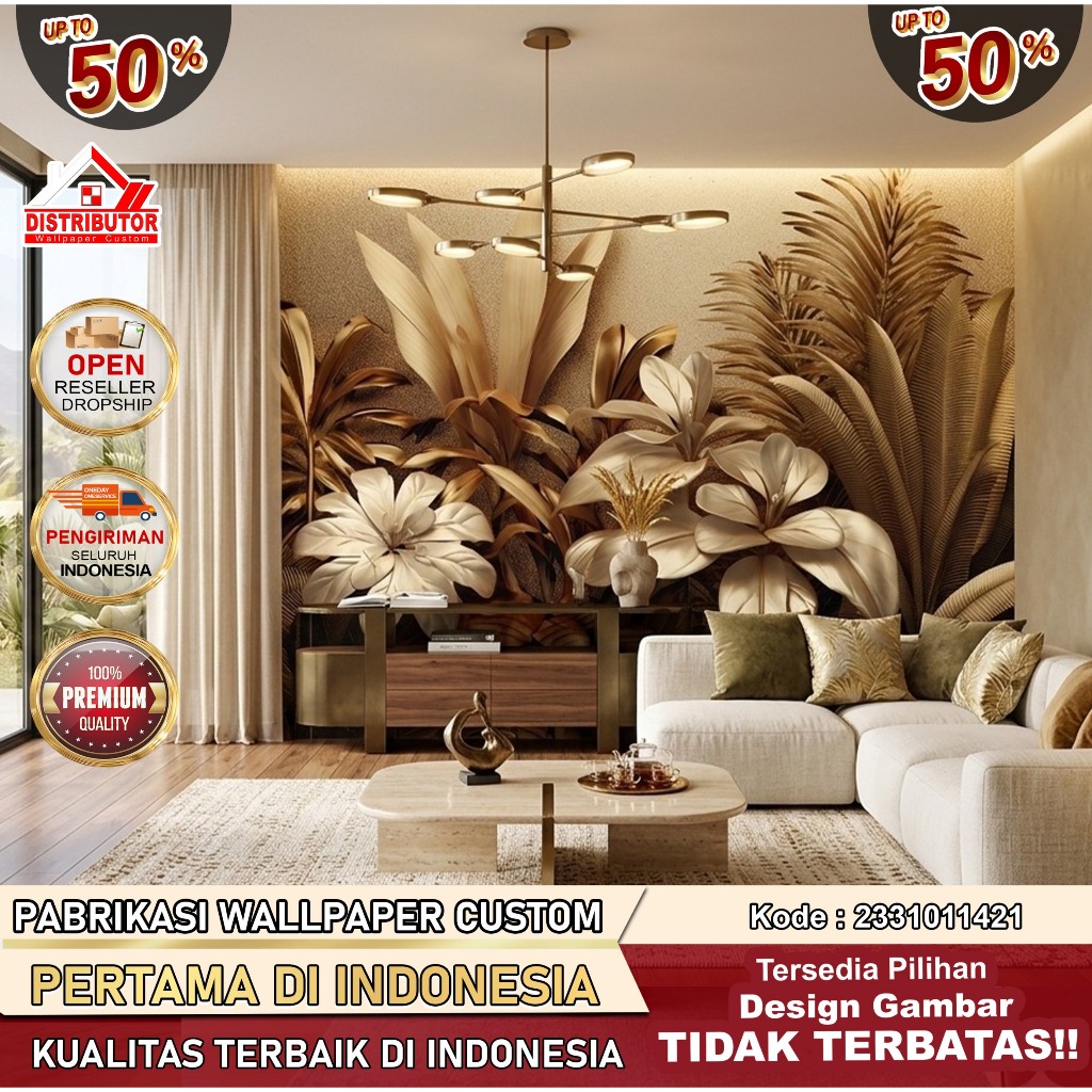 Wallpaper Custom 3D Tema Mural | Wallpaper Ruang Tamu | Wallpaper Custom Ruang Tamu