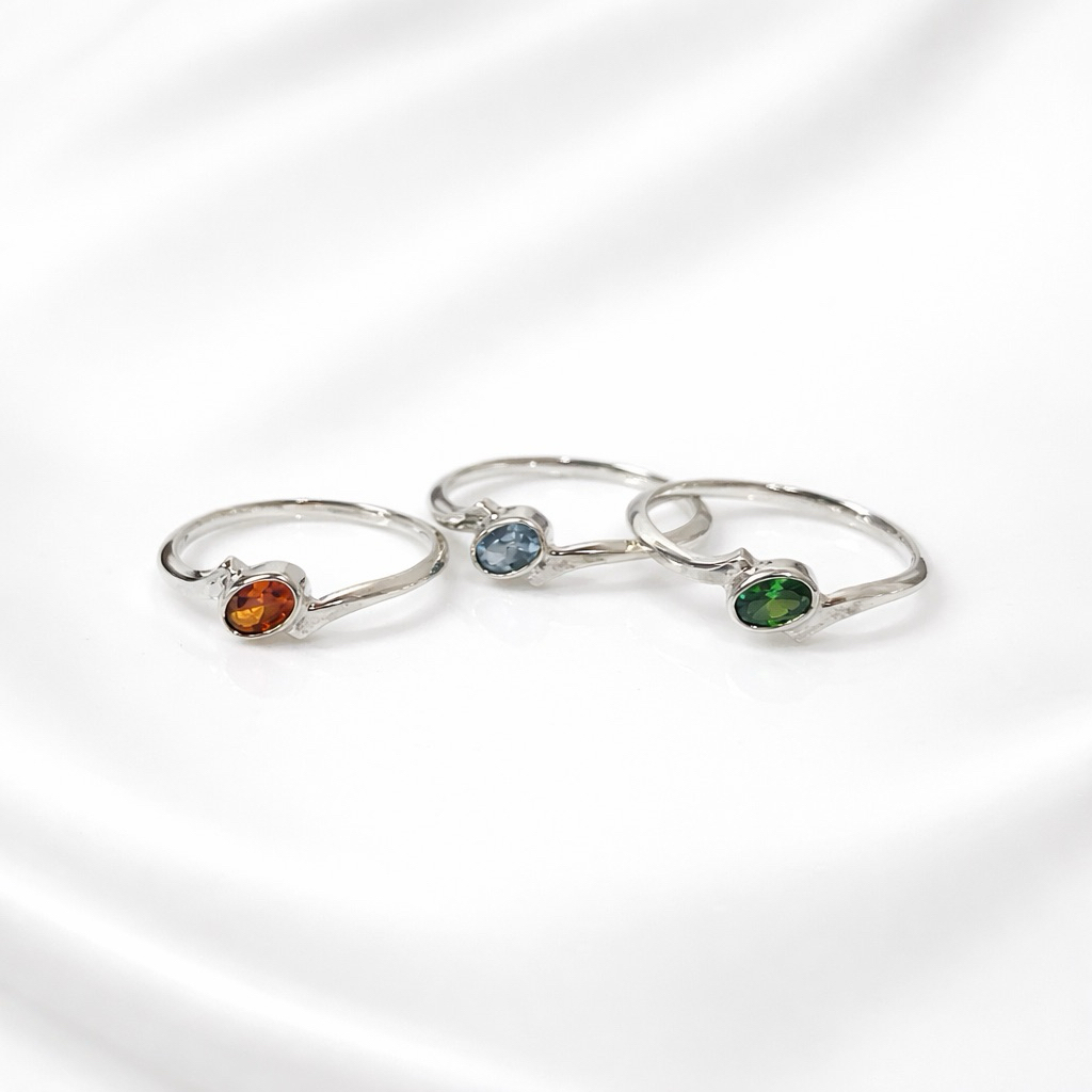 Cincin Perak 925 Batu Minimalis Oval