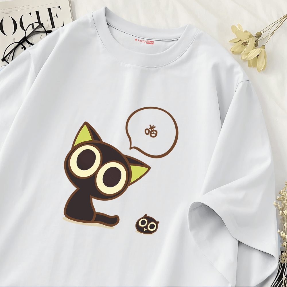 Lattowear T-shirt Lengan Pendek Kaos Oversize Korea Premium 100% Katun | Owl Pria Wanita Nyaman & Ke