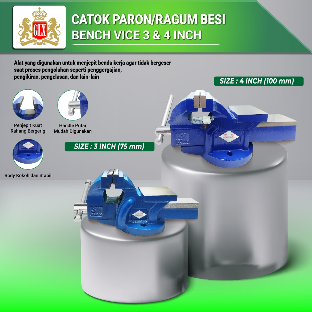 GLX Catok Paron Ragum Besi Bench Vice Vise Alat Jepit 3" 4" Inch