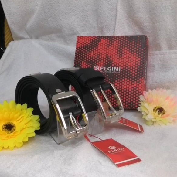 ELGINI Tali Pinggang /Belt Kulit  Tusuk Pria ORIGINAL 100%