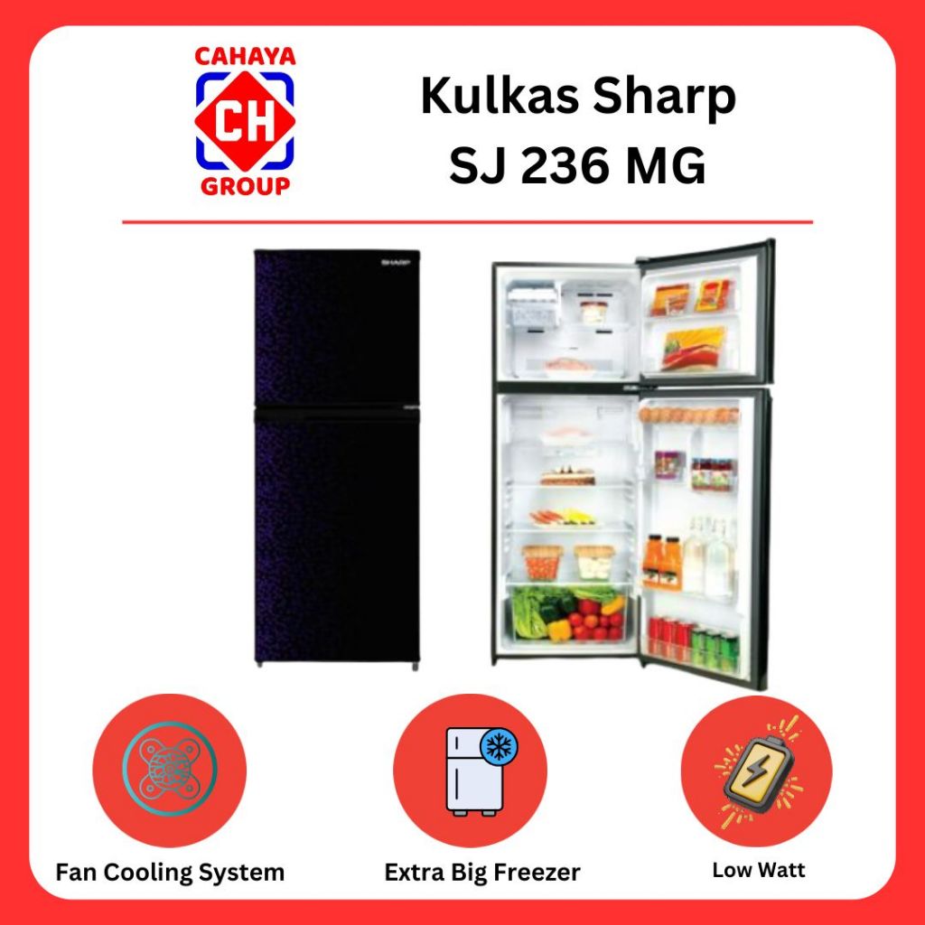 Kulkas Sharp SJ 236 MG Dua Pintu Total No Frost Kapasitas 187 Liter Hemat Energi