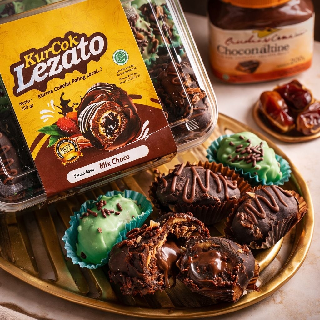 SNACK SEHAT KURMA COKLAT - Kurma Coklat Lezato - Snack Kurma Balut Coklat
