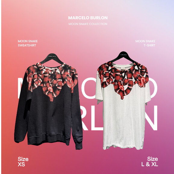 Marcelo Burlon Moon Snake T-Shirt (100% Authentic Original Asli)