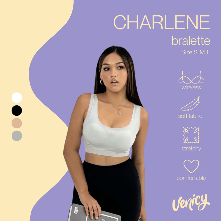 VENICY Charlene Seamless Nylon All Day Comfort Bralette | Bra Trendy BH Tanpa Kawat Nyaman