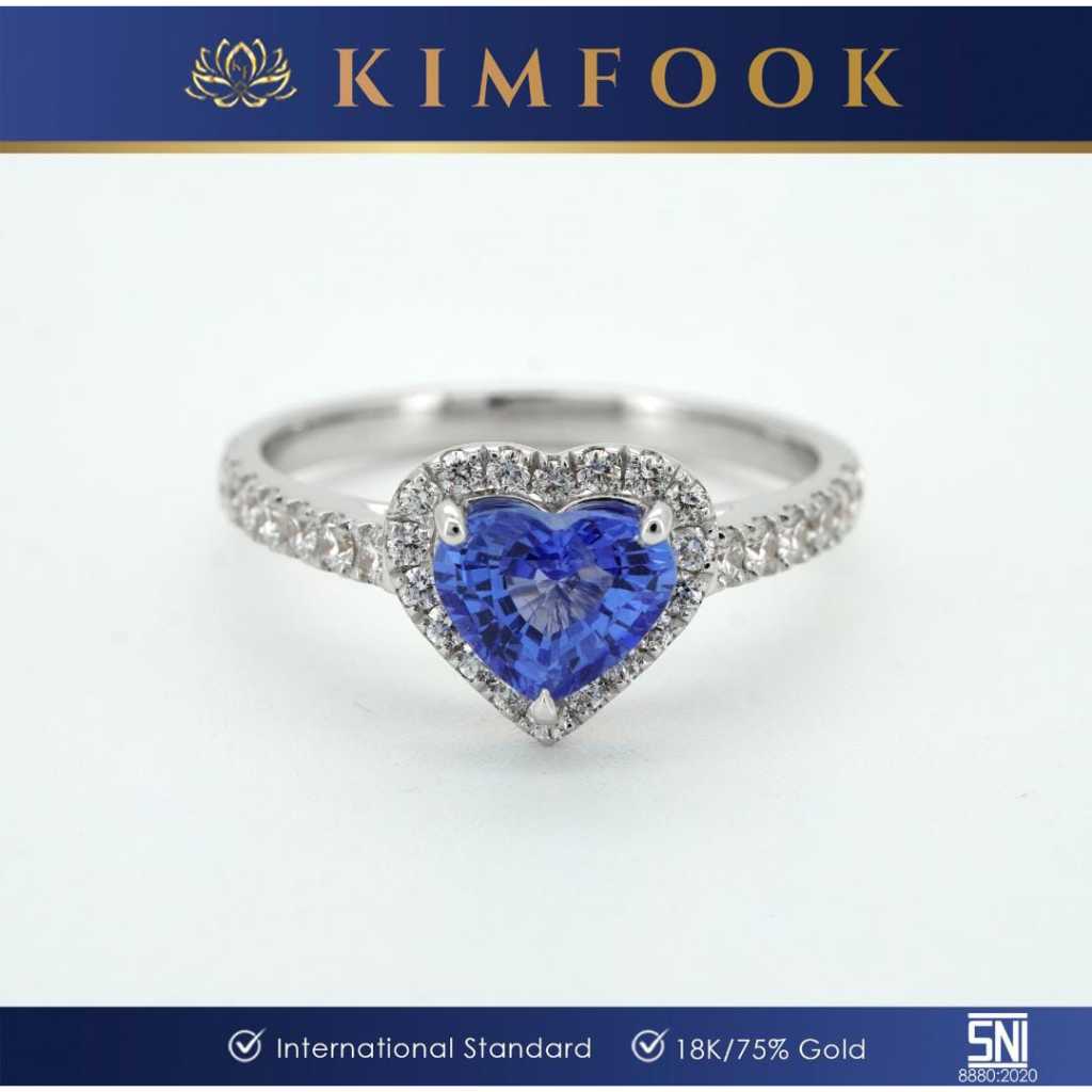 Kimfook Jewelry - Woman Ring Blue Sapphire - Cincin Blue Sapphire Wanita - KF10017805
