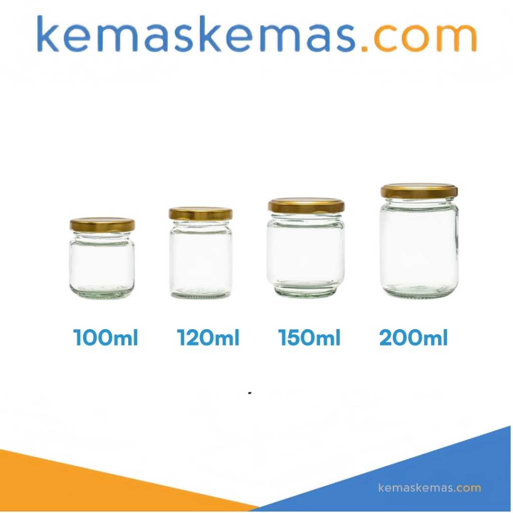 150ml Botol Kaca Round Jar Kaca Bulat Jar Saffron + Tutup
