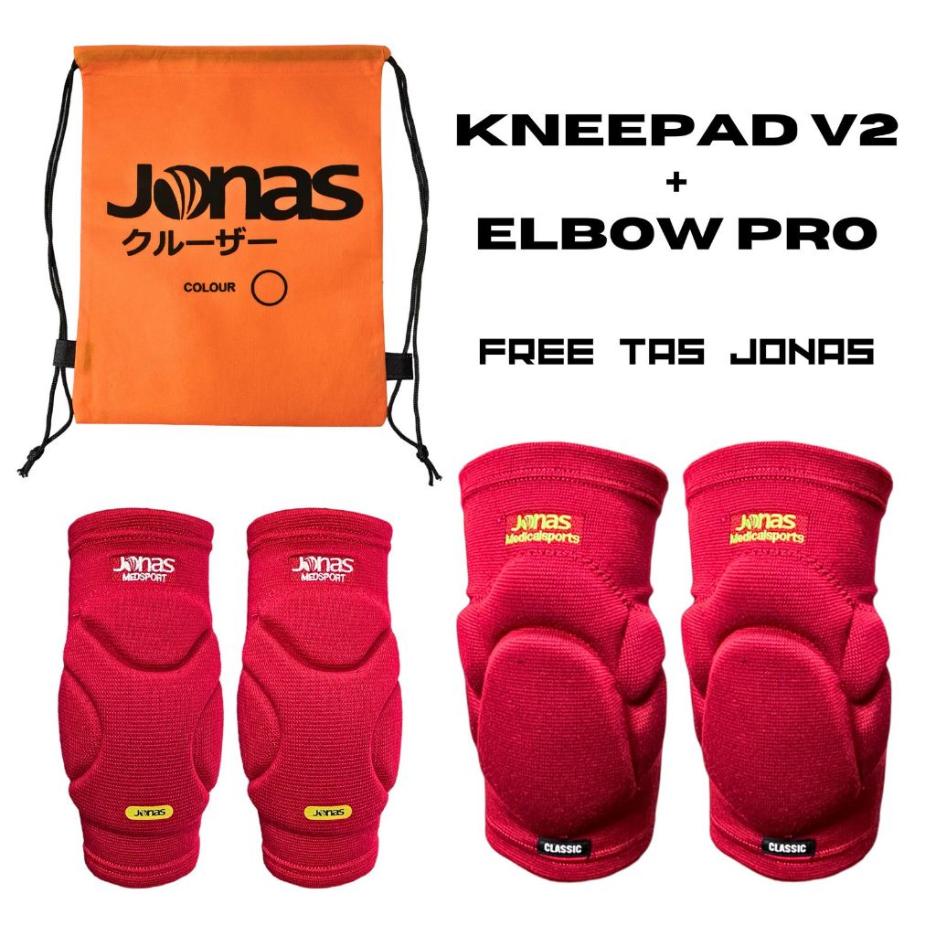 Paket Kneepad Elbowpad Jonas Free Tas Deker Lutut Siku Kiper Futsal Sepak Bola Pelindung Tebal Sport