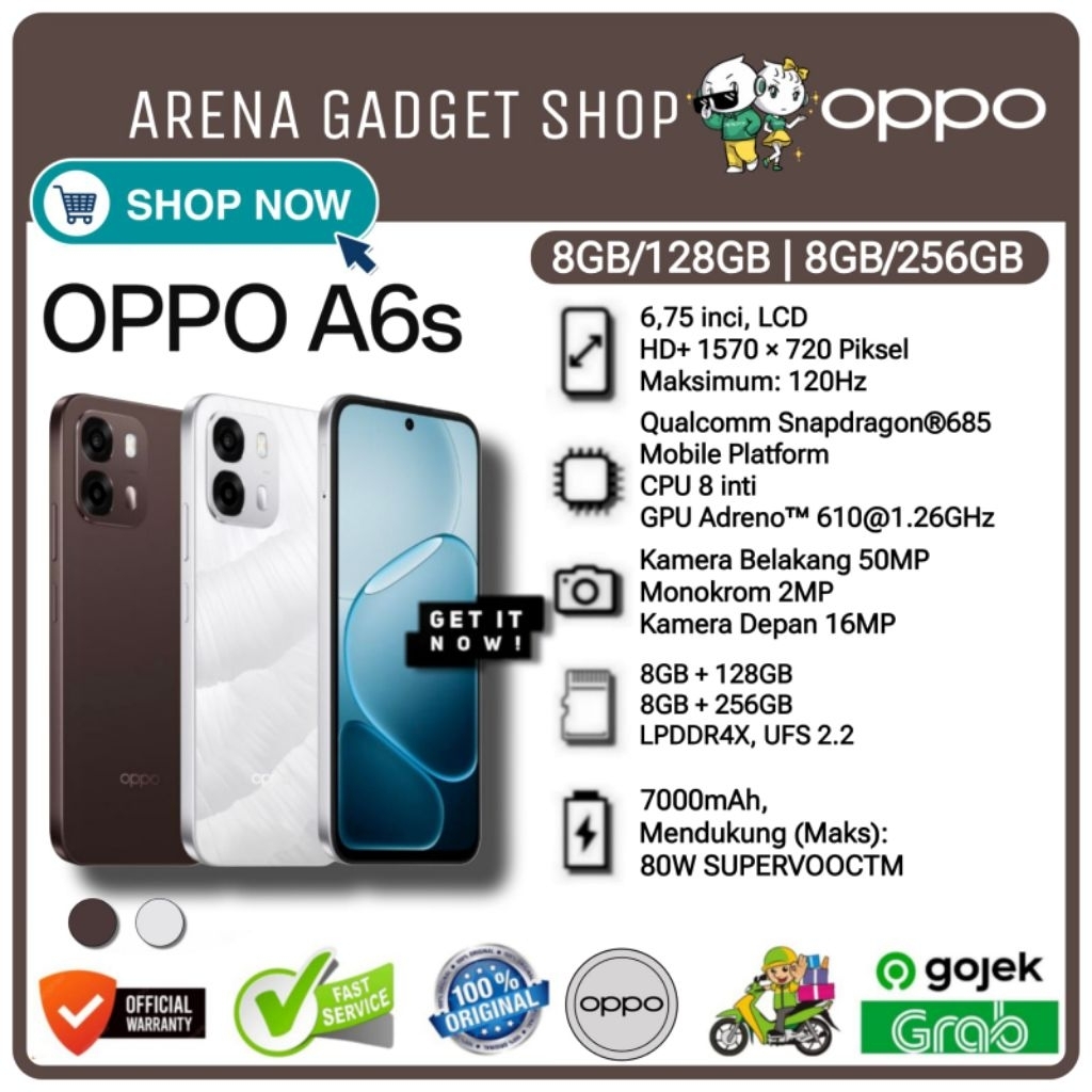 Oppo A6s Ram 8/128GB 8/256GB Large Batery 80W SUPERVOOC 7000mAh New Garansi Resmi OPPO 2026