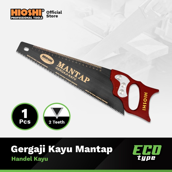 Gergaji Kayu Hioshi Mantap Eco Gagang Kayu 14" 2 MATA/MANUAL HANDSAW
