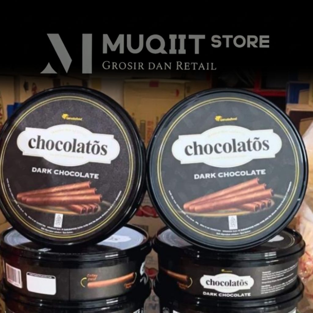 Chocolatos Wafer Dark Chocolate 190gr Kaleng bulat
