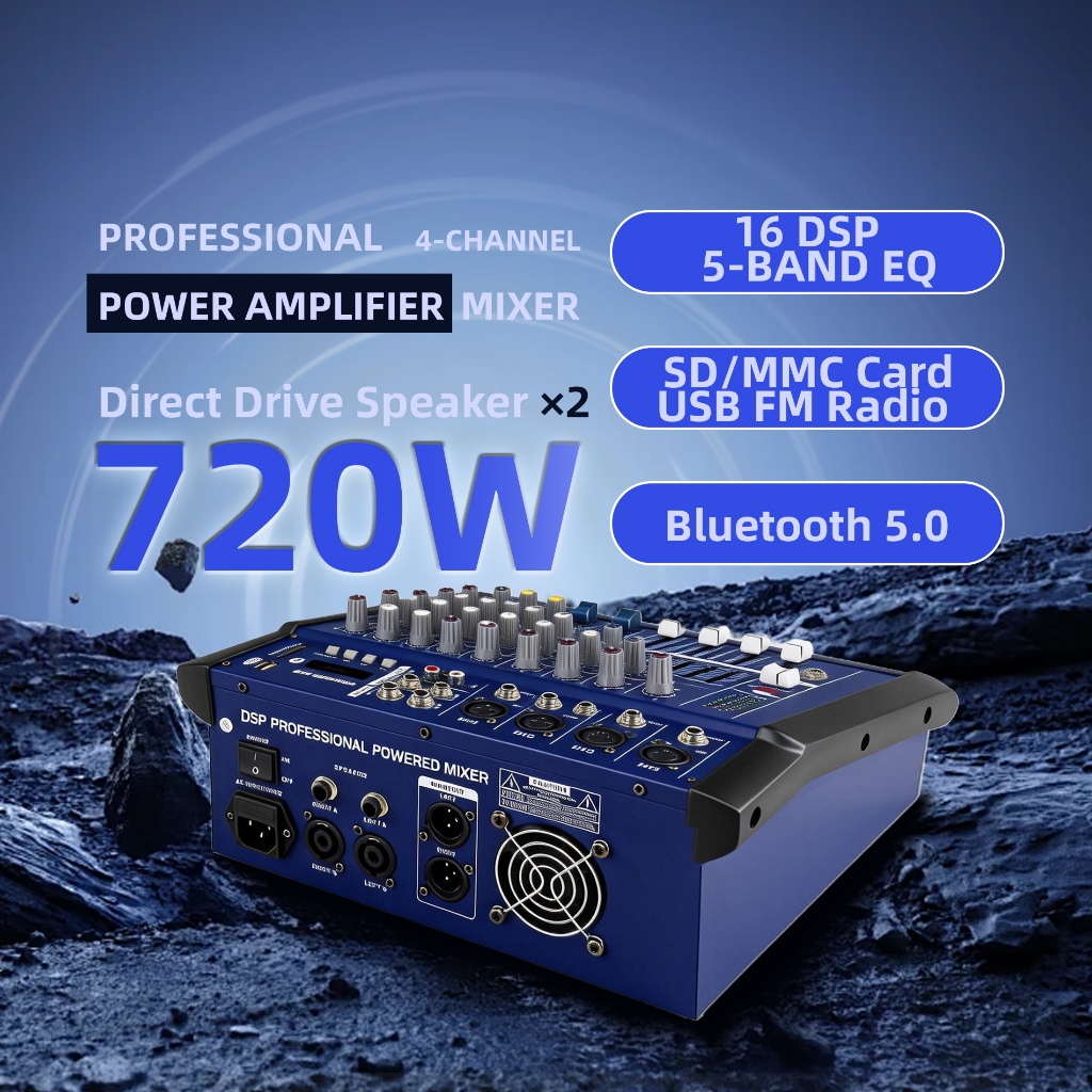 Audio Mixer Mixer Profesional 4-Channel 402D Mixer Penguat Sinyal USB Penguat KTV