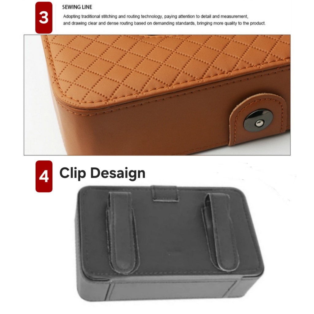 Kotak Tissue Mobil Tempat Tisu Kulit Gantung Hard Clip Sun Visor Leather Tissue Case