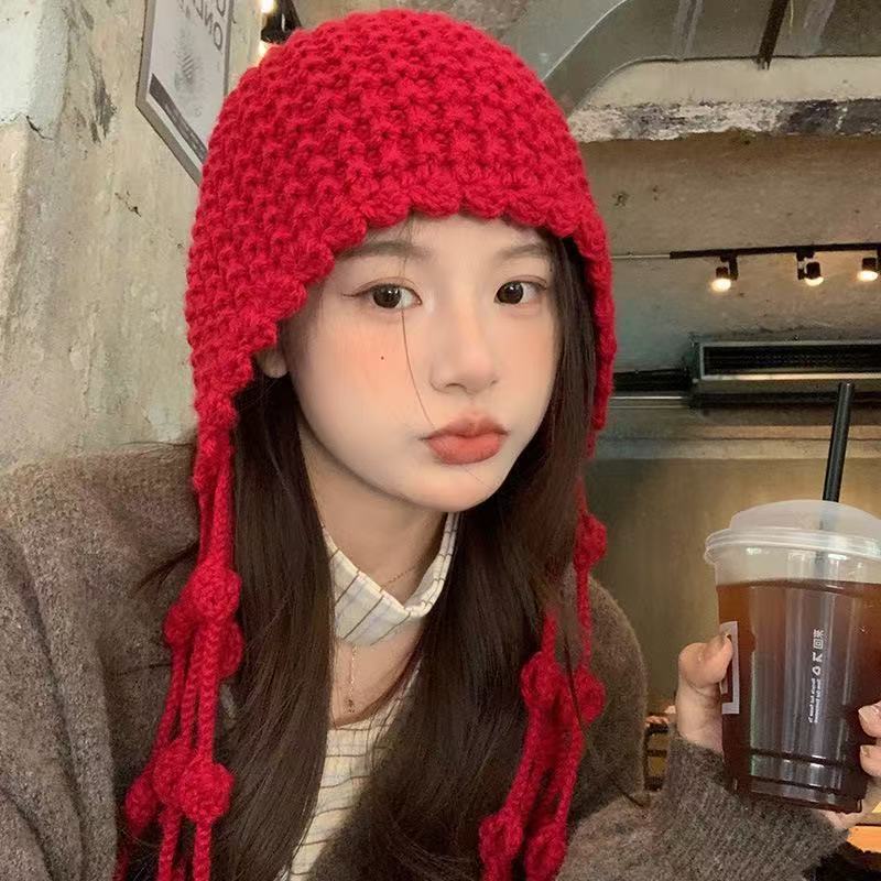 Berongga Rajutan Buatan Tangan Topi Kupluk Wanita Rajut Fashion Musim Dingin Musim Gugur Hangat Bean