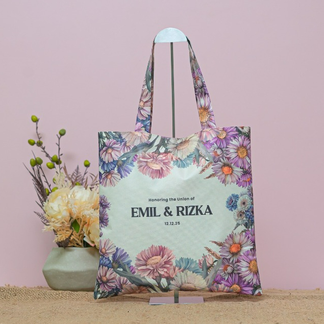 Tote Bag Aster Souvenir Tas Totebag Pernikahan Resepsi Premium Polyester Wedding Party