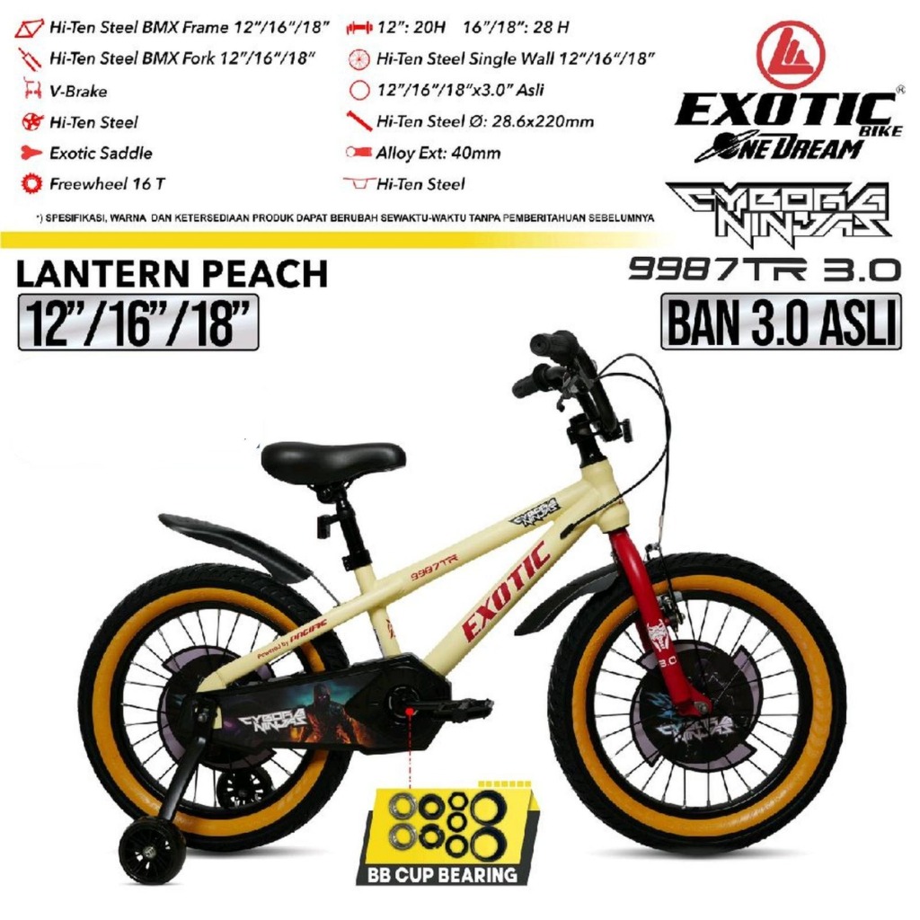Sepeda Anak Laki bmx 16 inch EXOTIC ET 9987 TR CYBORG NINJA Ban 3.0 BY Pacific Terbaru