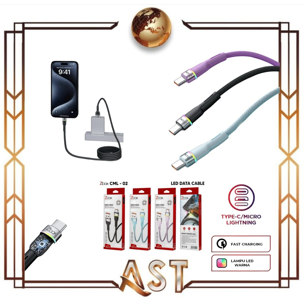 Kabel Zbox CML-02 Micro , Type C / Tab C , Iphone / lightning CML02 Fast Charging Cas Cable Data Cha