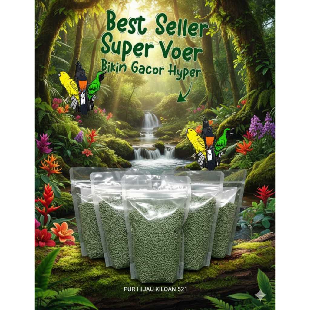 pur ijo pakan burung trucukan 1 kilogram pakan burung kutilang jalak kacer murai pakan burung voer h