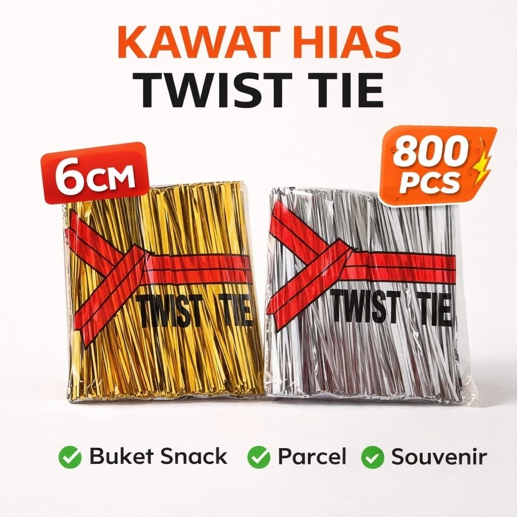 Kawat Ikat Souvenir 6 cm Twist Tie Tali Ikat Pita Hias Kawat Emas Sovenir