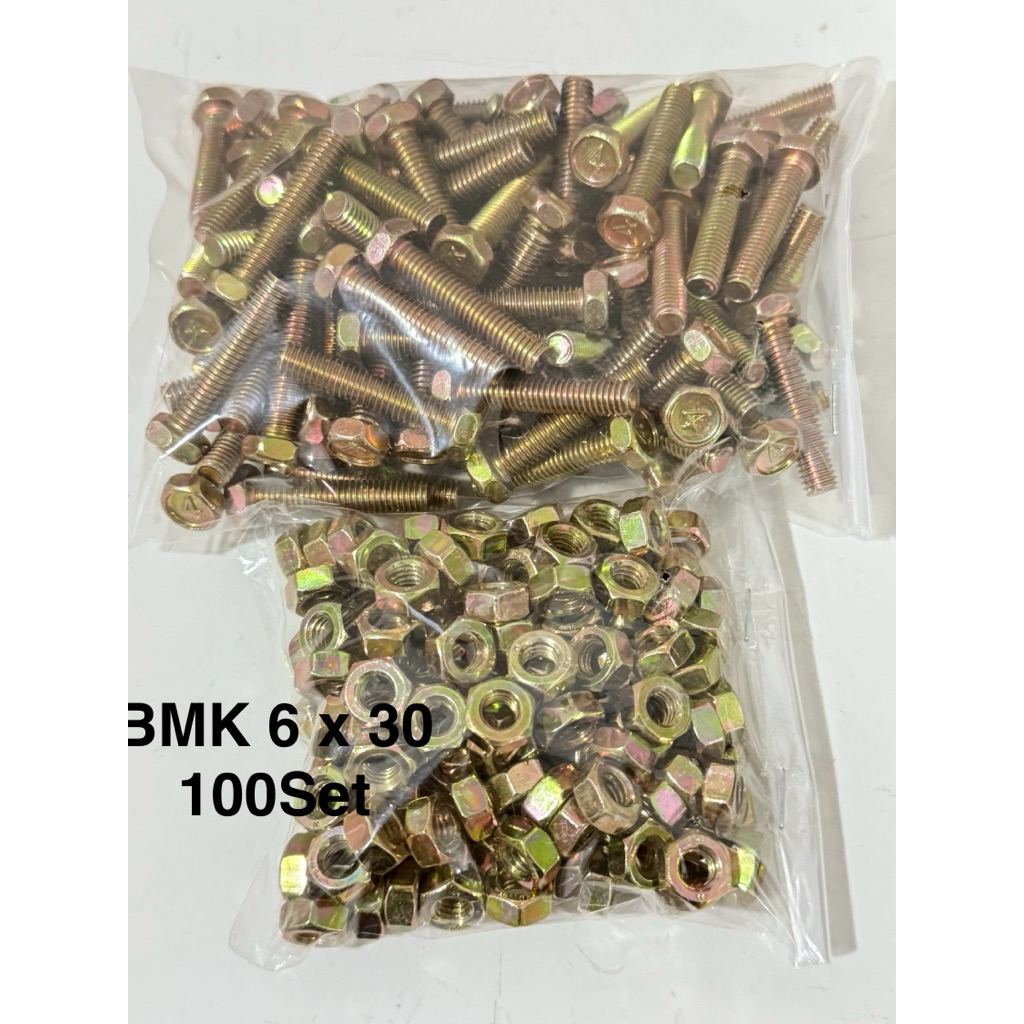 (100 set) Baut 10 (6mm) x 3 cm + Mur