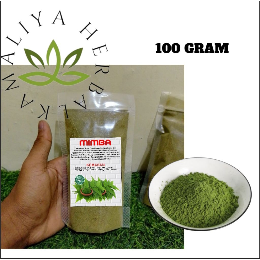 serbuk daun mimba 100gram kemasan standing pouch