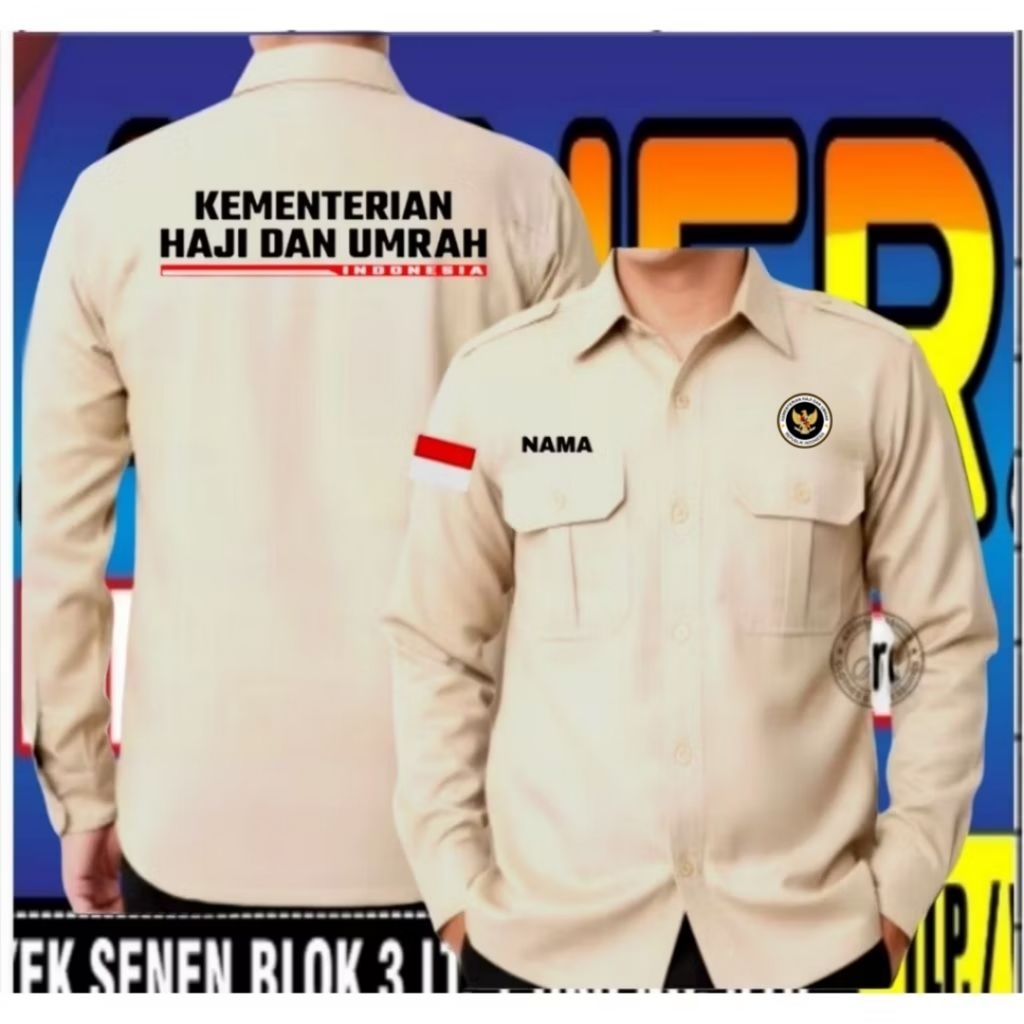 terbaru full bordir kemeja KEMENTERIAN haji dan umrah baju KEMENTERIAN haji dan umrah seragam KEMENT