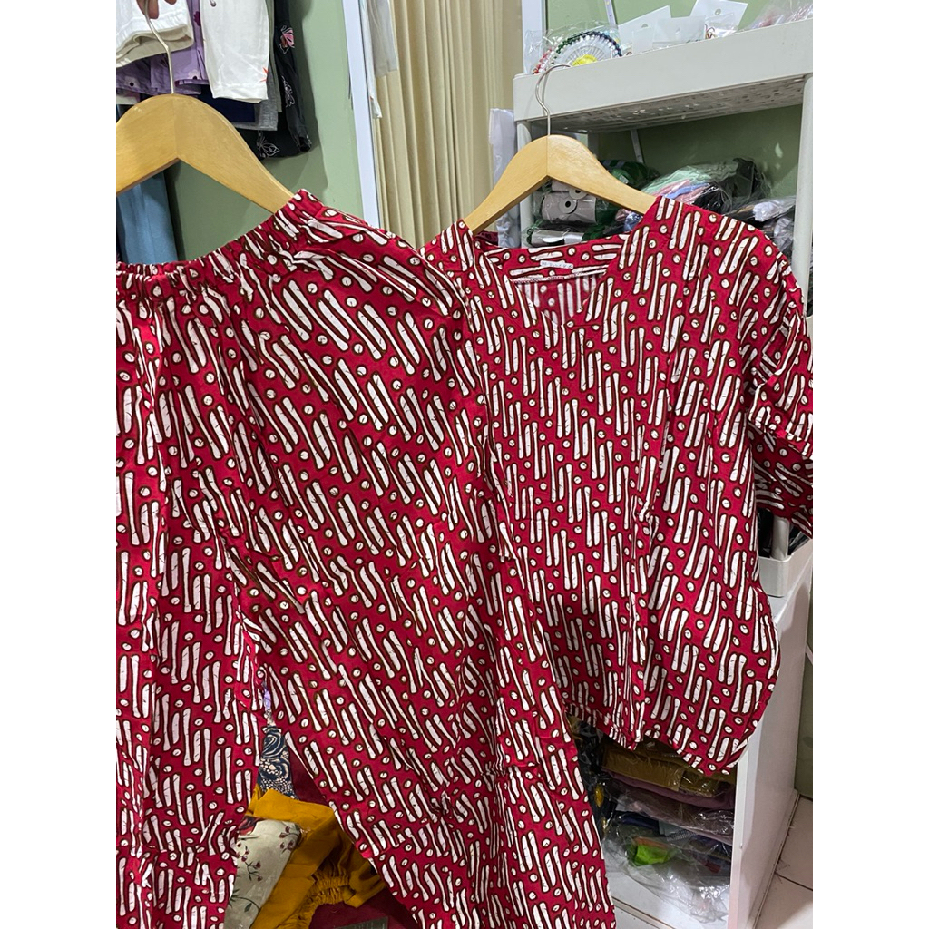Setelan Wanita Rayon Motif Batik Salur - Nyaman Dipakai Sehari-hari