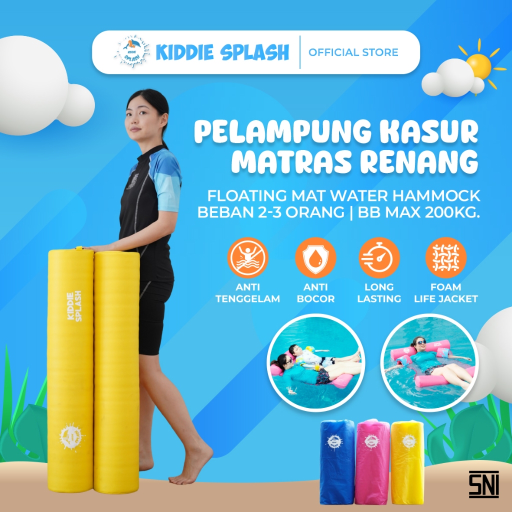 Kasur Air Pelampung Renang | Floating Water Hammock | Matras Renang KIDDIE SPLASH Busa Anti Bocor