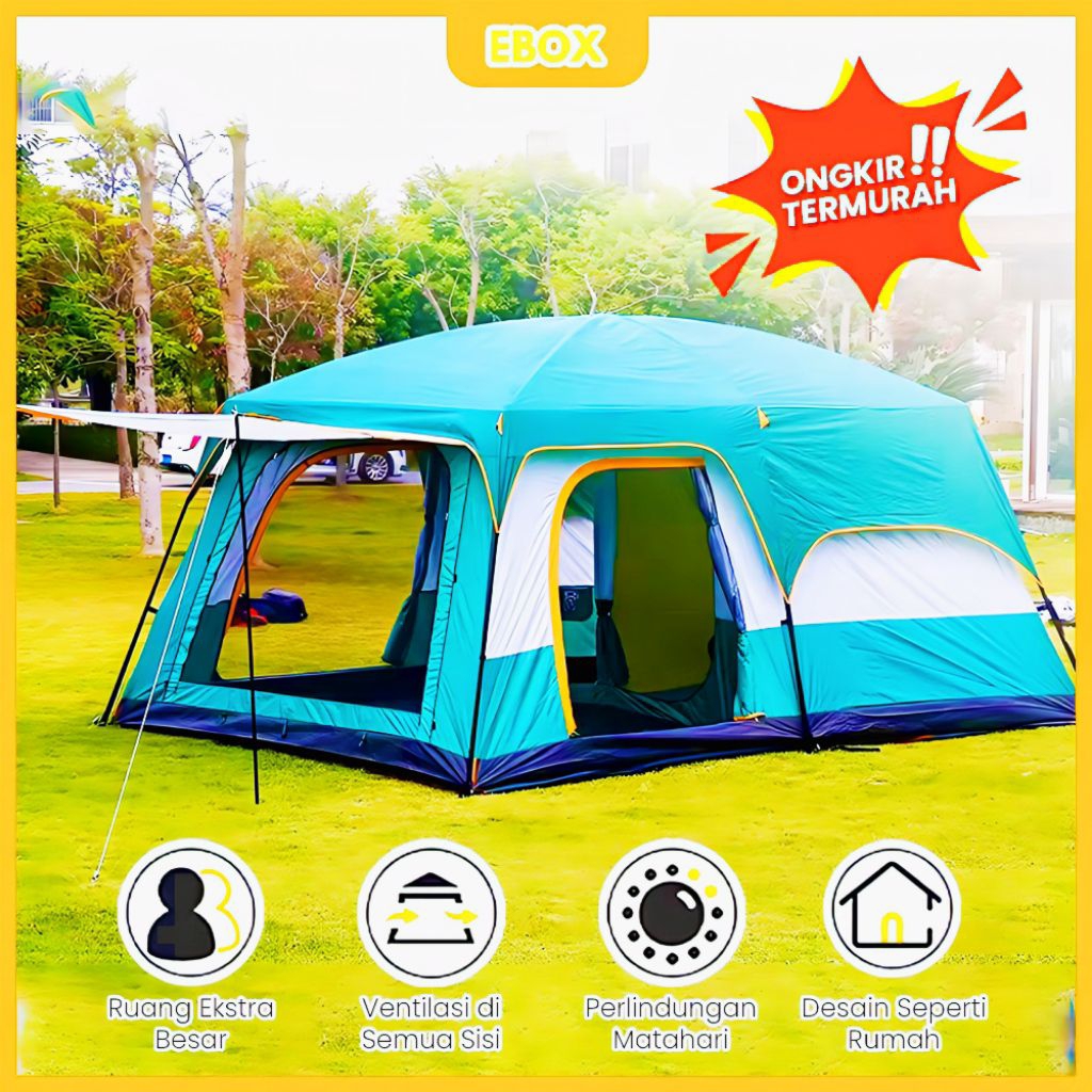 Tenda Camping Jumbo 10-13 Orang Tenda OutdoorAda 2 Ruangan Waterproof Luxury Automatio