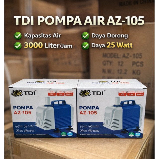 Pompa celup aquarium kolam TDI AZ 105 Pompa 3000 Liter/jam
