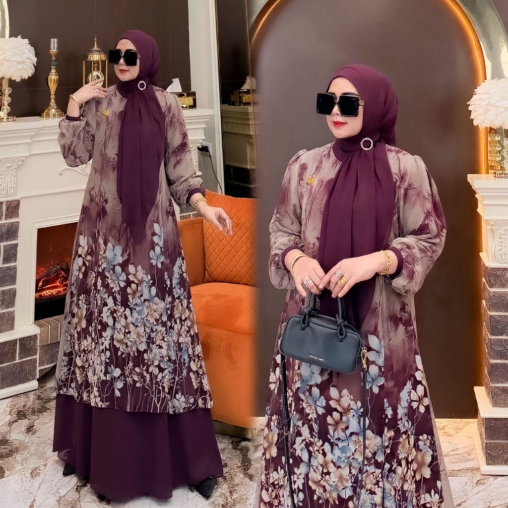 *Khadijah set hijab**Gamis ala ala tunik malay,cuttingan seperti one set,masyaAllah.anggun cantik&el