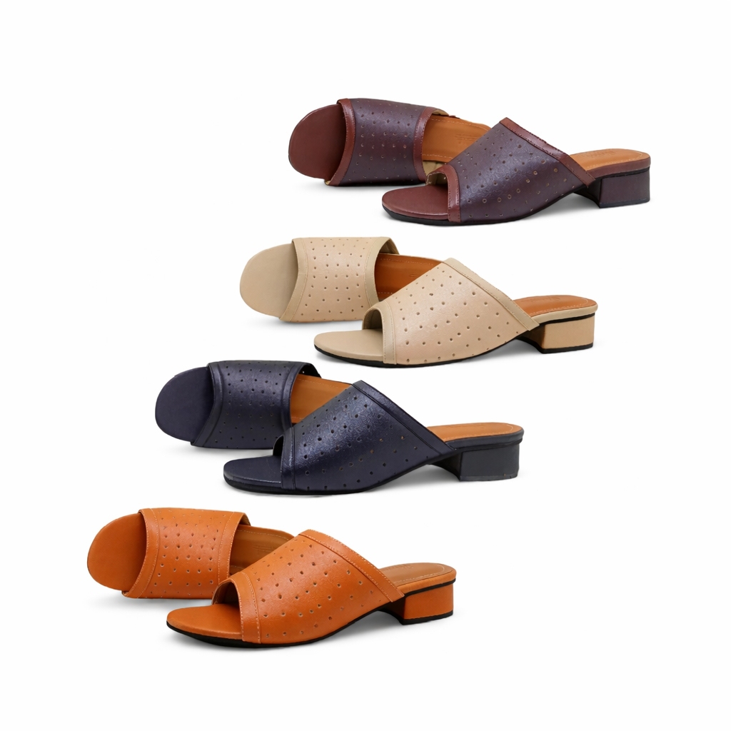 Clogs Wanita Big Size 40-45 Heels ibu-ibu pesta kondangan Model Hak Tahu 3cm Kaki Lebar