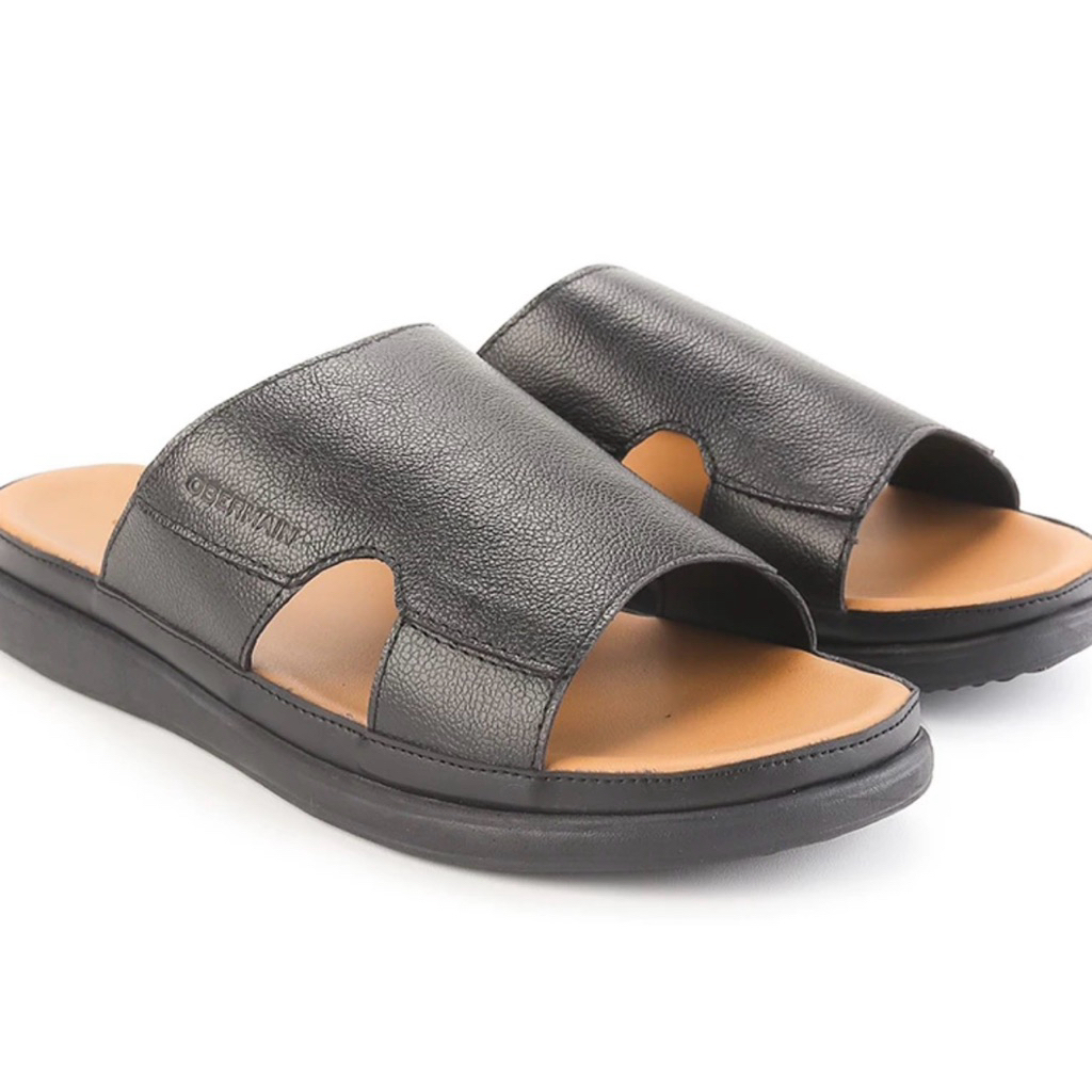 Sandal Slide Pria Obermain Obermain Original - Leather - Evmorg