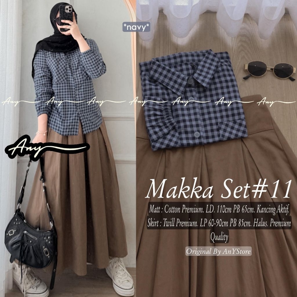 heryn aeris one set rok wanita kekinian by A.N.Y blouse lengan balon rok jeans mix renda kemeja blou