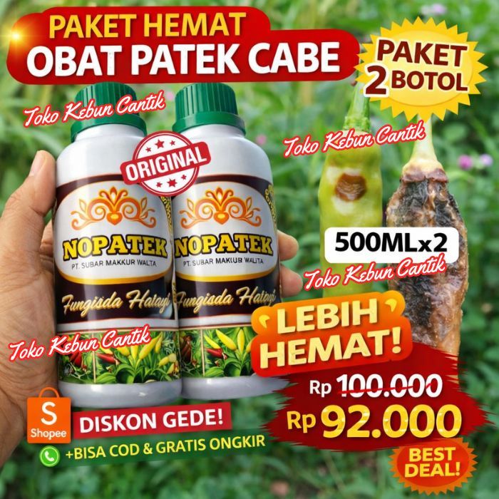NOPATEK Obat Patek Cabe 500ml x2 – Solusi Jamur Antraknosa Tanaman Cabai
