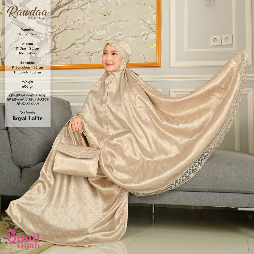 Rawdaa Mukena Silk Original Quail Hijab Mukena Elegant Jaguar Silk Quail Mukena Luxury Quail Hijab R
