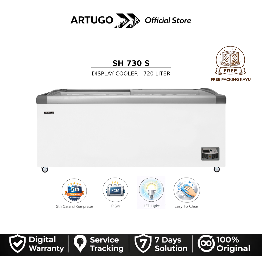 ARTUGO Sliding Curve Glass Freezer 720 Liter SH 730 S