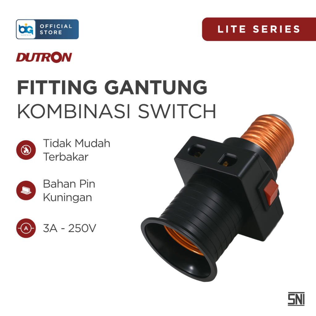 DUTRON Fitting Lampu Kombinasi + Saklar / Fitting Gantung Kombinasi Switch