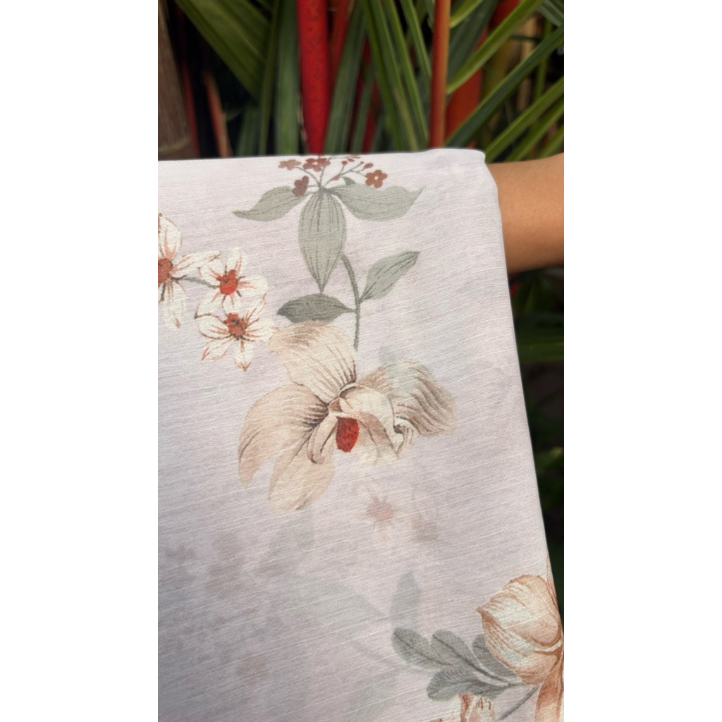 kain kebaya sifon lukis motif bunga elegant
