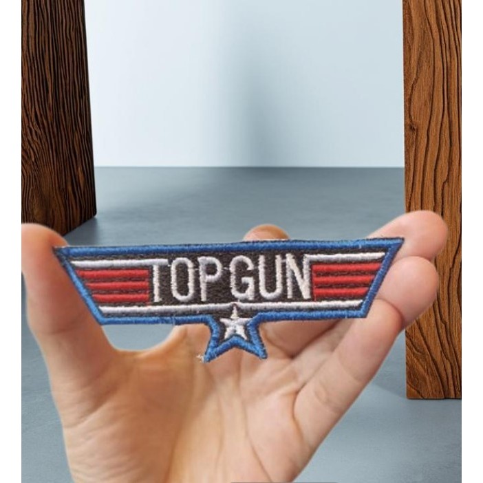 Emblem Patch Bordir Top Gun 8x3 Cm New