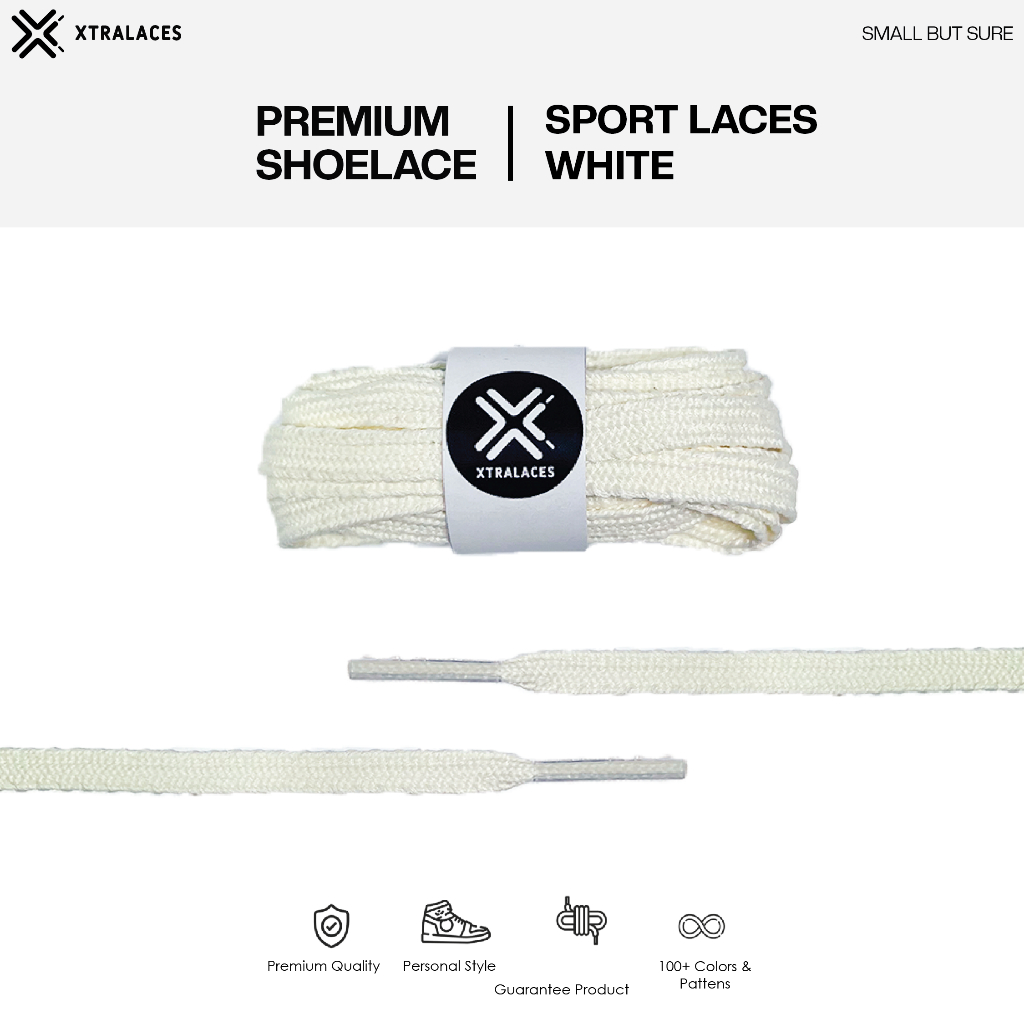 Tali Sepatu Gerigi Elite Futsal Putih / Tali Sepatu Sepak Bola / Tali Sepatu Running Sport | Premium