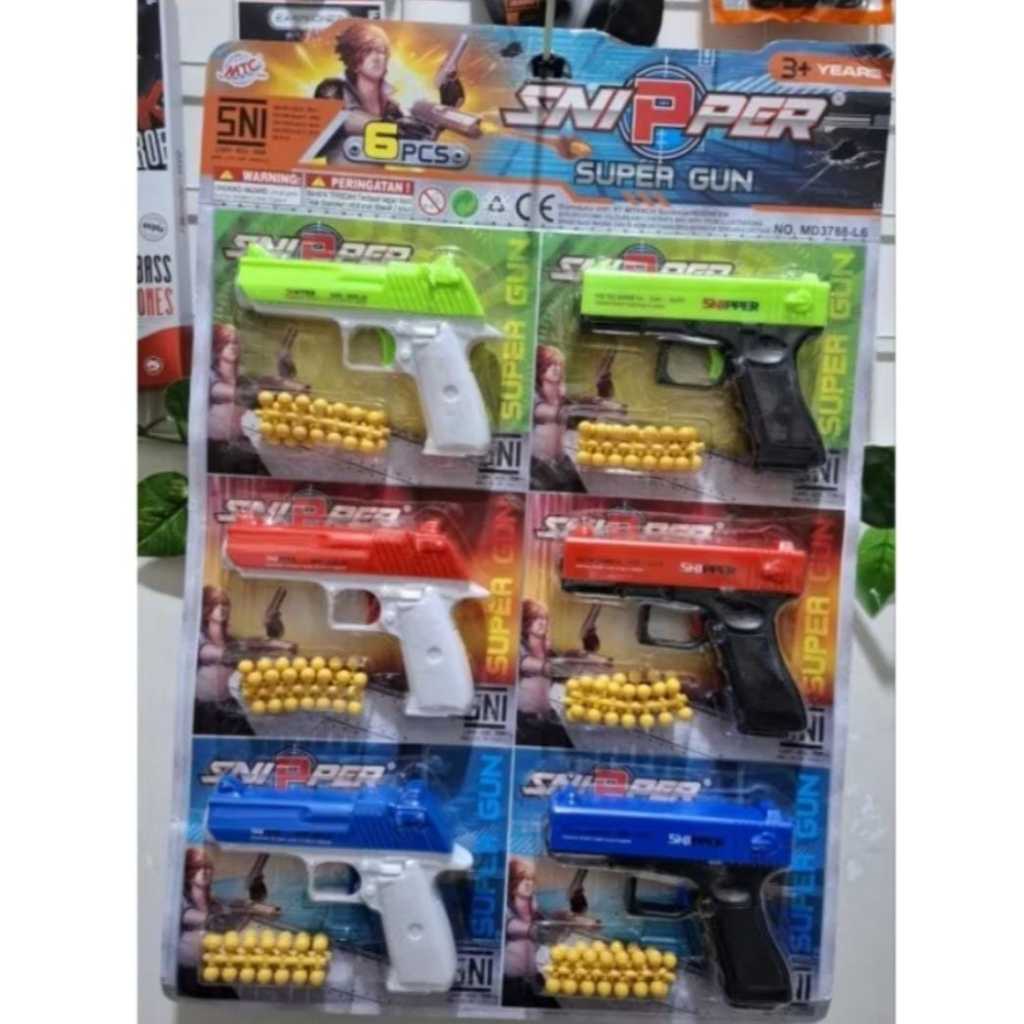 Mainan Snipper Super Gun Pistol Peran Tembak Tembakan Peluru Kecil Bulat