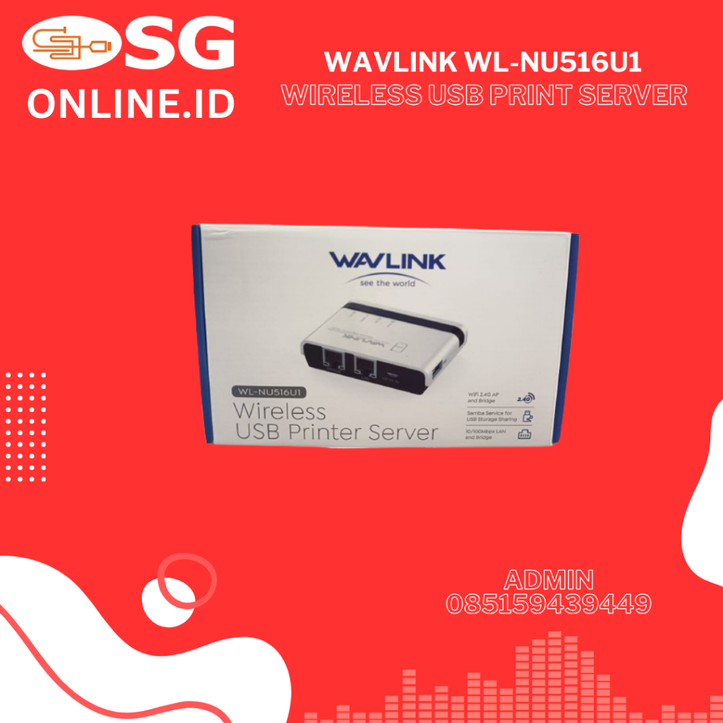 Wireless USB Print Server WL-NU516U1 Mode Nirkabel 2.4G 4 Printer USB HUB PC+ABS