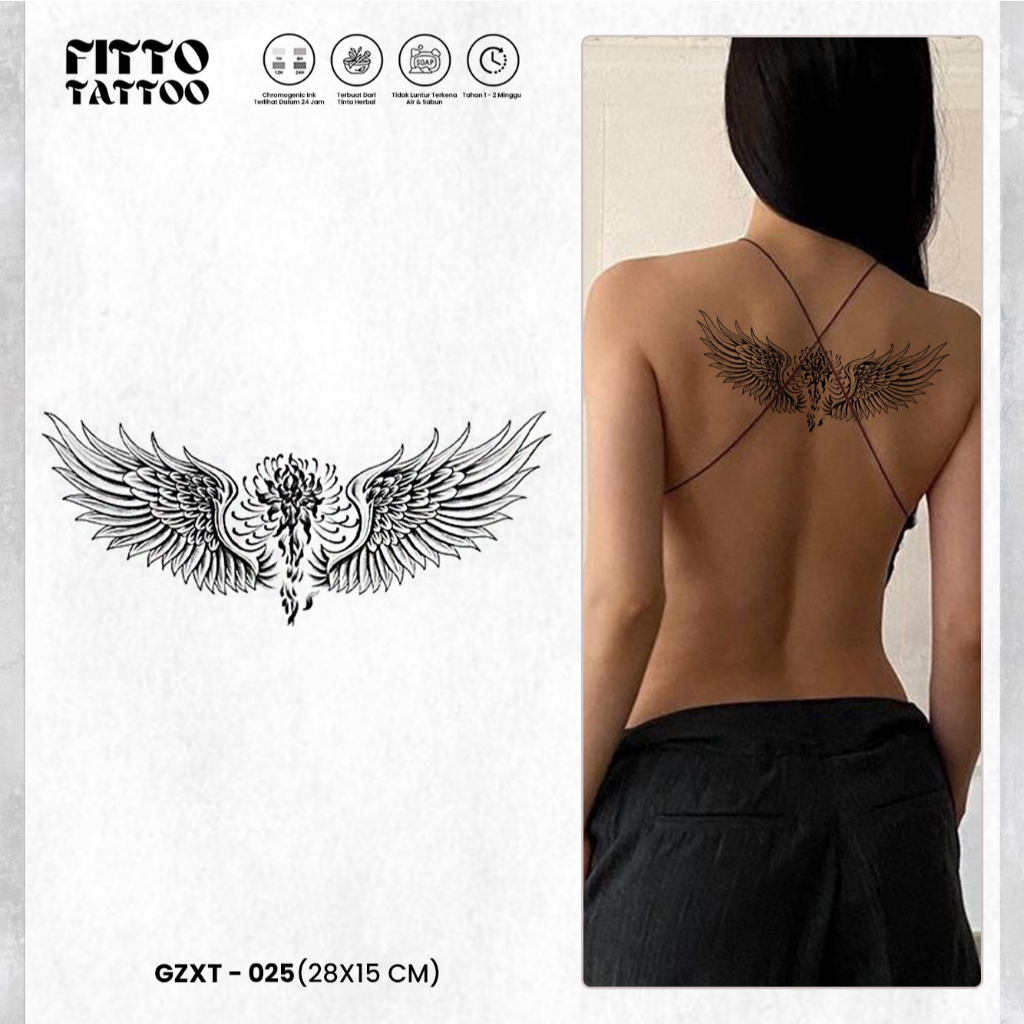 Stiker Tato Back Chest & Front Chest Tattoo Tato Temporer Dada Punggung Fruit Ink Premium Anti Air