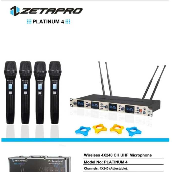 Microphone Wireless Zetapro Platinum 4 - Pro Audio Wireless Mic UHF