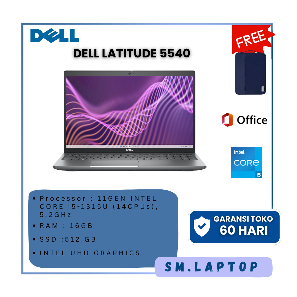 DELL Latitude 5440 Intel Core i5-1355U 16GB 512GB SSD Windows 11 Pro Grey