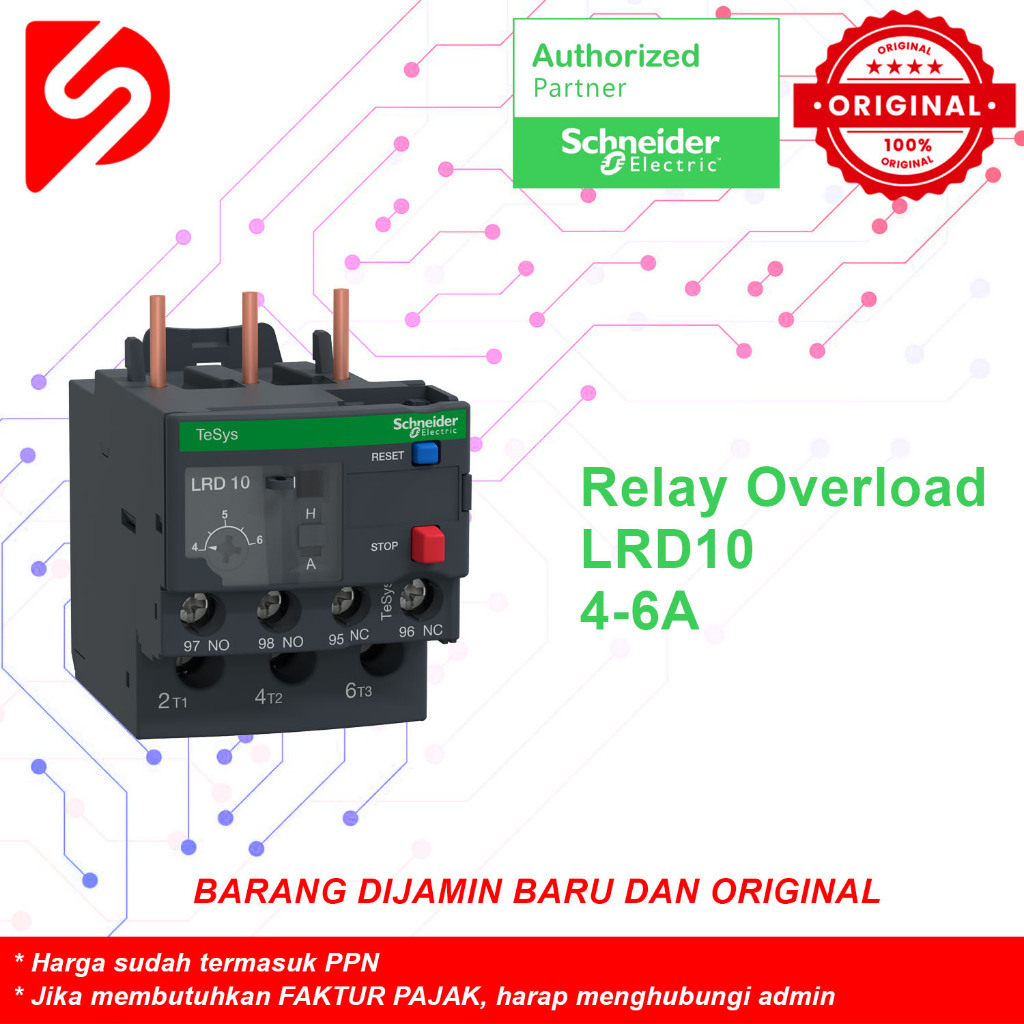 Thermal Overload Relay LRD10 4-6A Termal Kontaktor Original Schneider